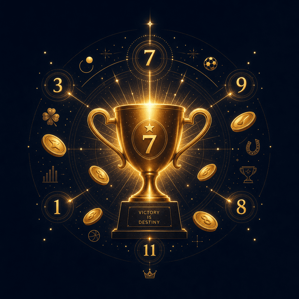 Golden trophy with cosmic energy — bet with numerology confidence